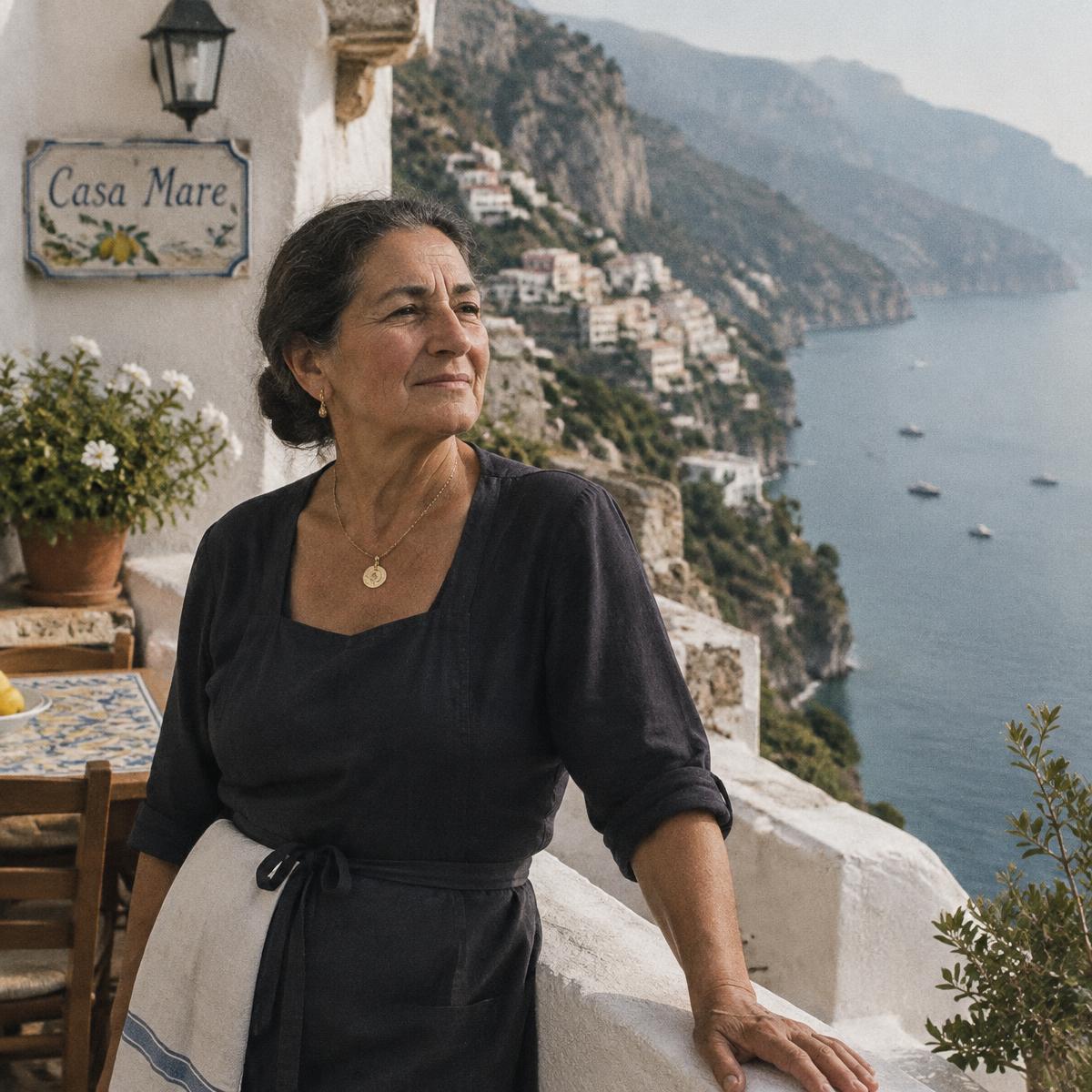 Portrait on a terrace above the sea