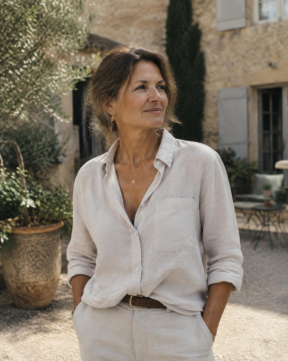 Portrait in a stone courtyard in Provence